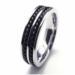 Titanium 5 Mm To-Rillet Ring Med Kædebånd