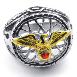 Titanium Guldørn Ring Med Rød Zirkon
