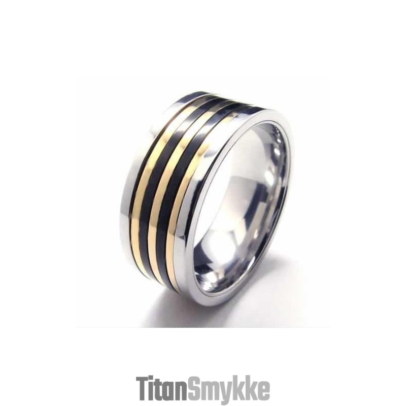 9 Mm Titanium- Og Guldindlagt Hofring