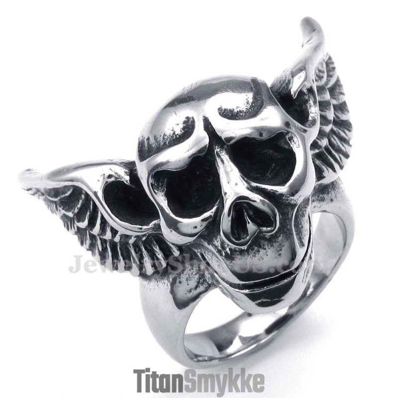 Titanium Kranie Ring Med Vinger
