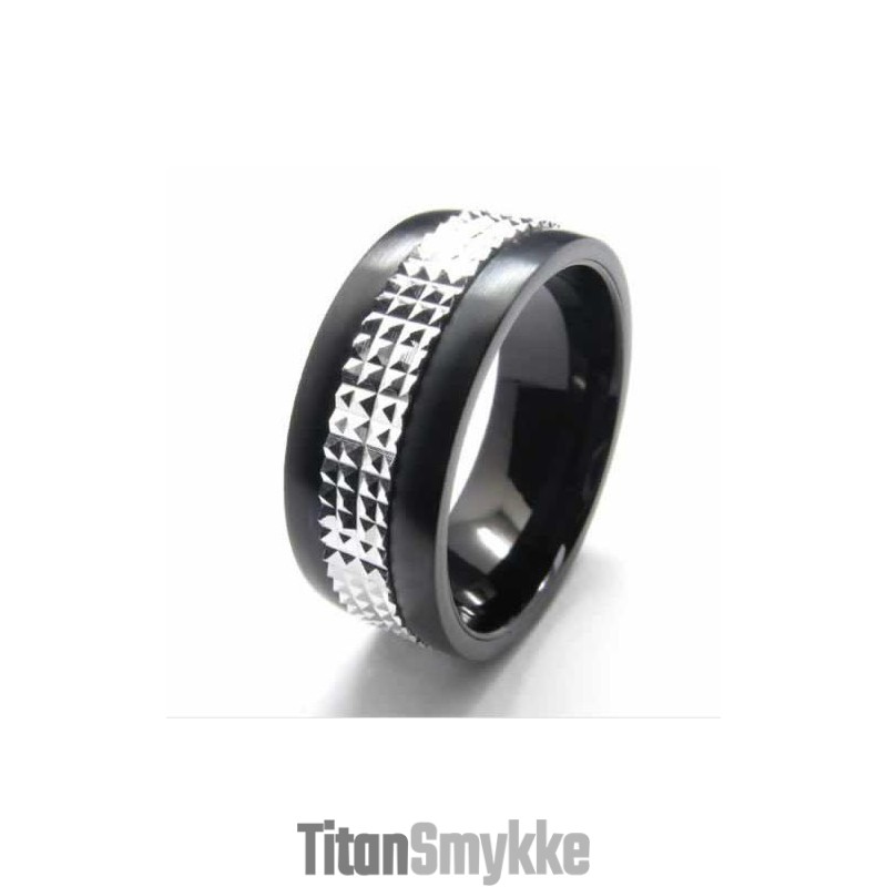 9 Mm Titanium- Og Sølvindlagt Hoftebåndsring 9 Mm Titanium- Og Sølvindlagt Hoftebåndsring
