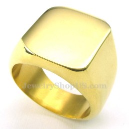 Herrering I Guld Med Glat Titanium