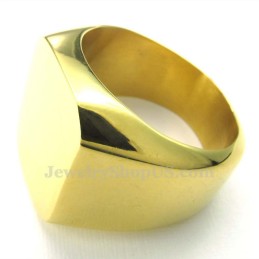 Herrering I Guld Med Glat Titanium