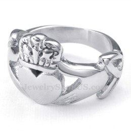 Hænder Kram Op Hjerte Titanium Ring