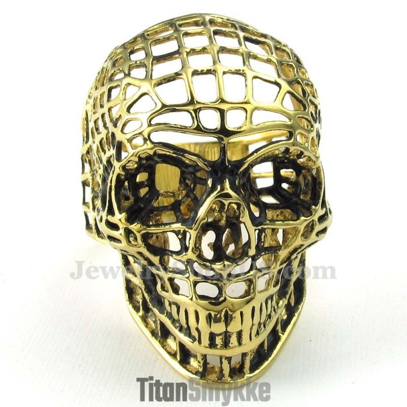 Guld Titanium Hul Kranium Ring