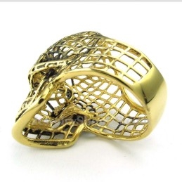 Guld Titanium Hul Kranium Ring