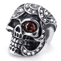 Rød Zirkon Titanium Kranie Ring
