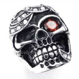 Rød Zirkon Titanium Kranie Ring