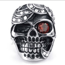 Rød Zirkon Titanium Kranie Ring