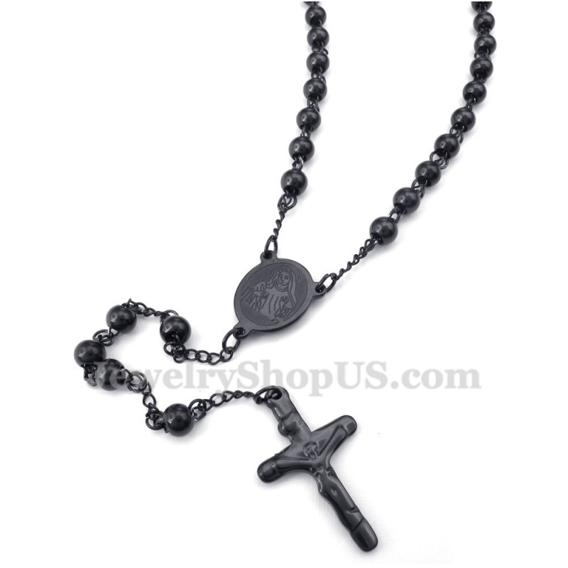 Sort Farve Titanium Jesus Vedhæng Halskæde Sort Farve Titanium Jesus Vedhæng Halskæde
