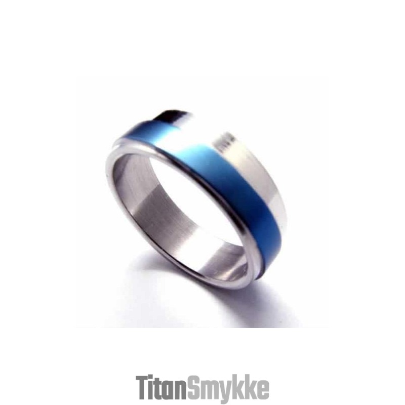 Herre 6 Mm Blå Titaniumring Herre 6 Mm Blå Titaniumring