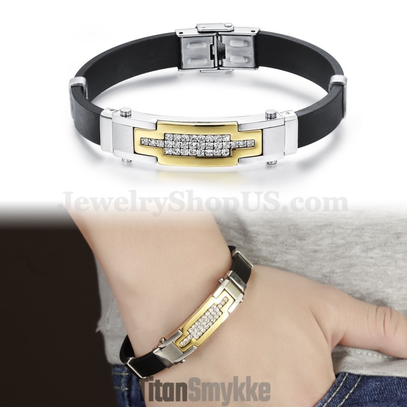 Hot Sale Herrearmbånd Med Guldfarvet Zirkoniumoxid Og Titanium C934