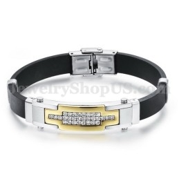 Hot Sale Herrearmbånd Med Guldfarvet Zirkoniumoxid Og Titanium C934
