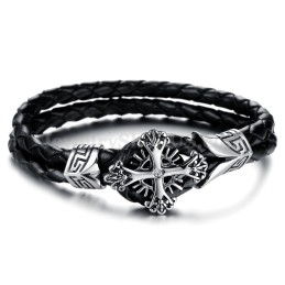 Personligt Strikket Titanium Læderarmbånd Til Mænd C869