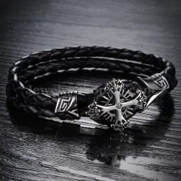 Personligt Strikket Titanium Læderarmbånd Til Mænd C869
