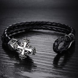 Personligt Strikket Titanium Læderarmbånd Til Mænd C869