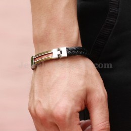 Personlighed Herre Titanium Læderarmbånd C817
