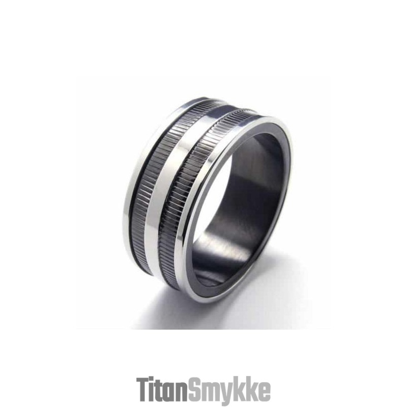 To-Rillet 8 Mm Sort Titaniumring