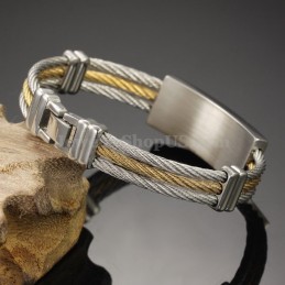 Guld Sølv Herre Titanium Korsarmbånd C759