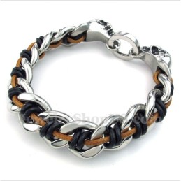 Armbånd Med Titaniumkranie I Læder Til Mænd