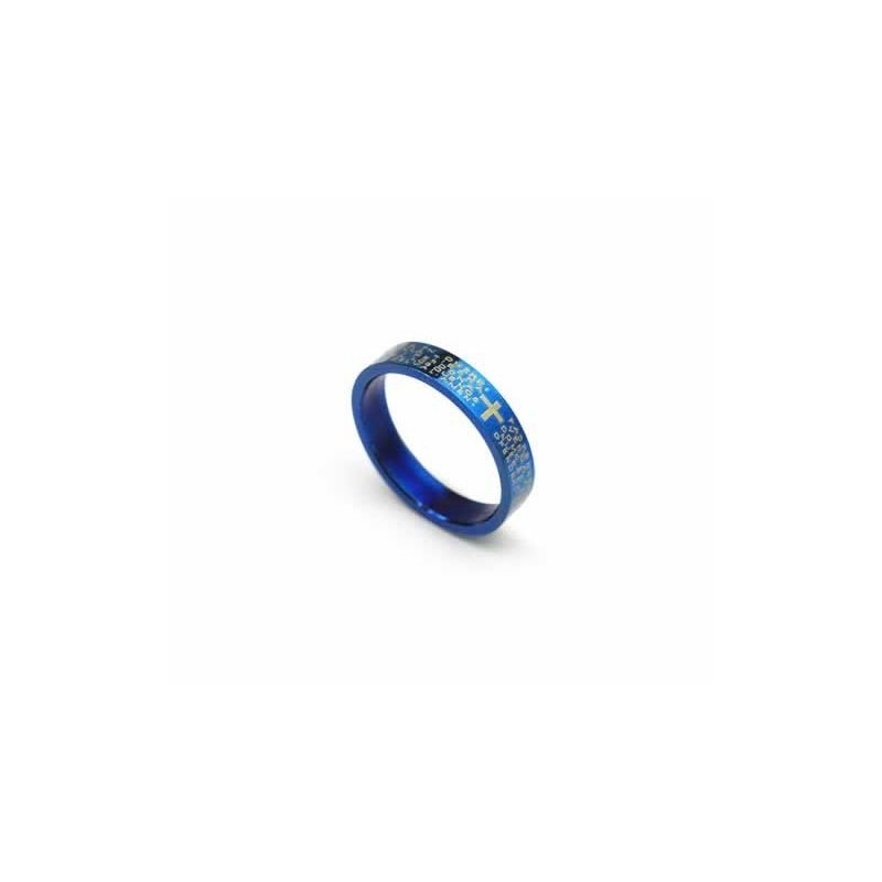 Bibelkors Herre 4Mm Blå Titanium Ring Bibelkors Herre 4Mm Blå Titanium Ring