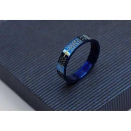 Bibelkors Herre 4Mm Blå Titanium Ring