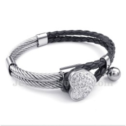 Herrearmbånd I Titanium Med Hjerteformet Læder