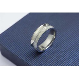 Børstet 6 Mm Titanium- Og Sølvring