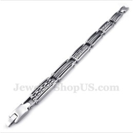 Herrearmbånd Med Græsk Meandermønster I Titanium, Sort