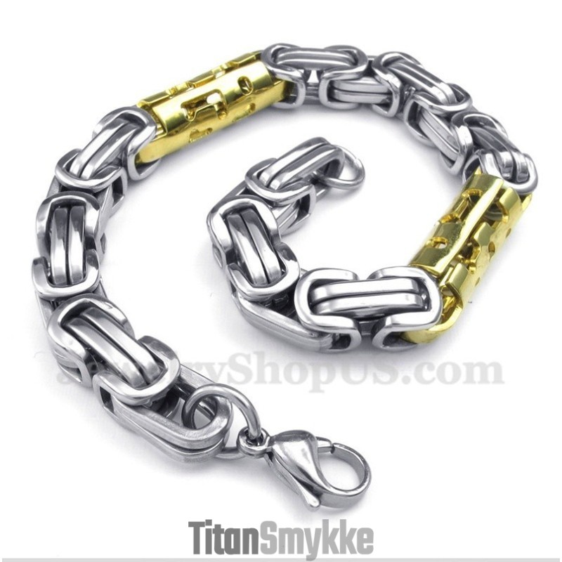 Herrearmbånd I Titanium Og Guld Med Cylinder