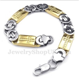 Herrearmbånd Med Titanium Og Guldkors
