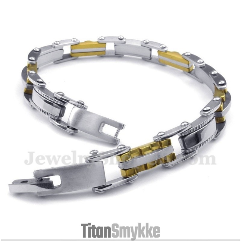 Herrearmbånd Med Titanium Og Guld-Takket Kant