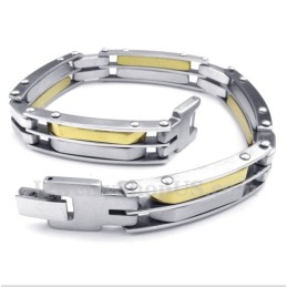 Herrearmbånd Med Titanium- Og Guldkabel