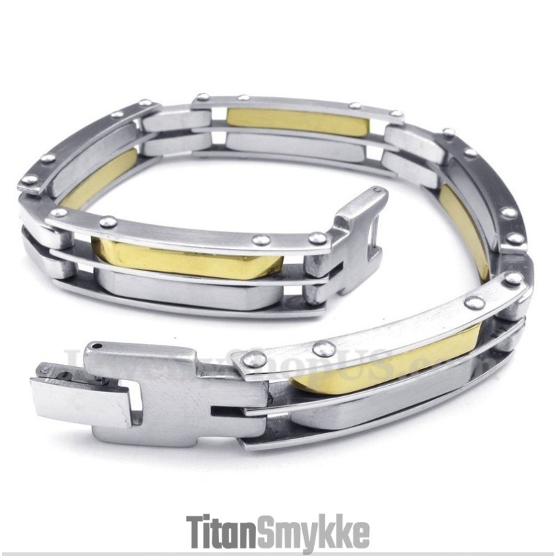 Herrearmbånd Med Titanium- Og Guldkabel
