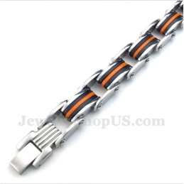 Herrearmbånd I Titanium, Orange Og Sort Gummi