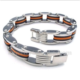 Herrearmbånd I Titanium, Orange Og Sort Gummi
