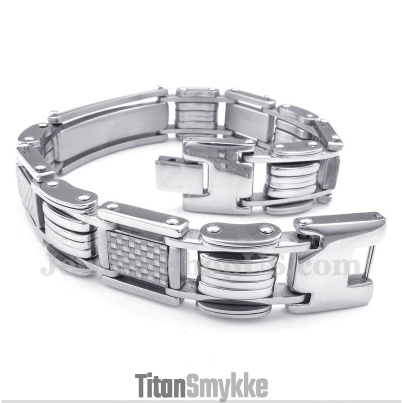 Herrearmbånd I Hvidt Titanium Og Kulfiber