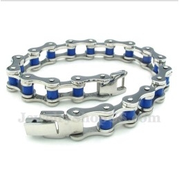 Herre Titanium Blå Gummi Cykelkæde Armbånd