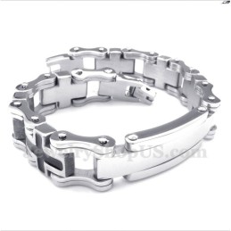 Herrearmbånd Med Sort Kors I Titanium