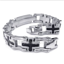Herrearmbånd Med Sort Kors I Titanium