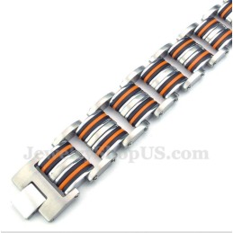 Herrearmbånd I Titanium, Orange Og Sort Gummi