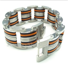 Herrearmbånd I Titanium, Orange Og Sort Gummi