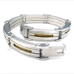 Herrearmbånd Med Titanium- Og Guldkabel