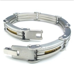 Herrearmbånd Med Titanium- Og Guldkabel