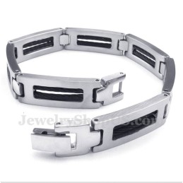 Herrearmbånd I Sort Titanium Med Kabel