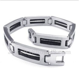 Herrearmbånd I Sort Titanium Med Kabel