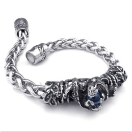 Herrearmbånd Med Støbte Blå Diamanter I Titanium