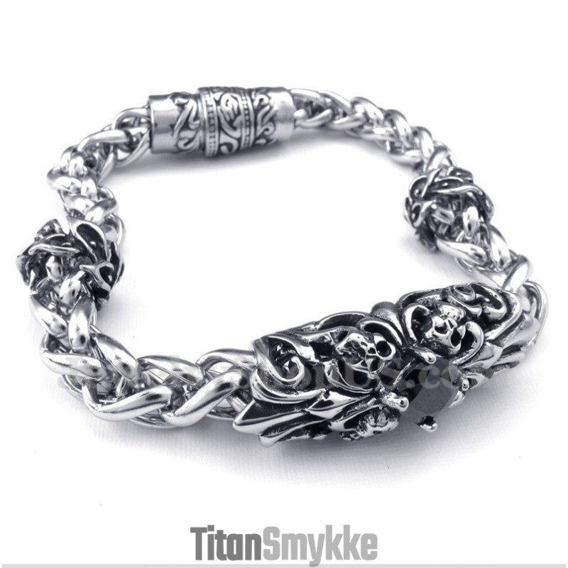 Herrearmbånd Med Støbt Titanium Og Sort Diamant Herrearmbånd Med Støbt Titanium Og Sort Diamant