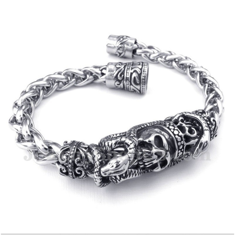 Armbånd Med Støbt Titaniumkranie Til Mænd Armbånd Med Støbt Titaniumkranie Til Mænd