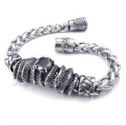 Herrearmbånd Med Støbt Titanium Og Sort Diamant